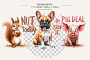 Grumpy Animal Watercolor Pun Clipart, an Illustration by Artnoy (Thumbnail 3 of 8)