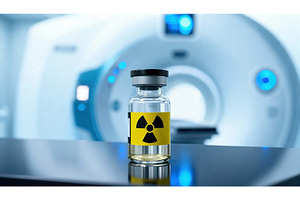 Vial with radioactive symbol on, a Health & Medical Photo by tilialucida