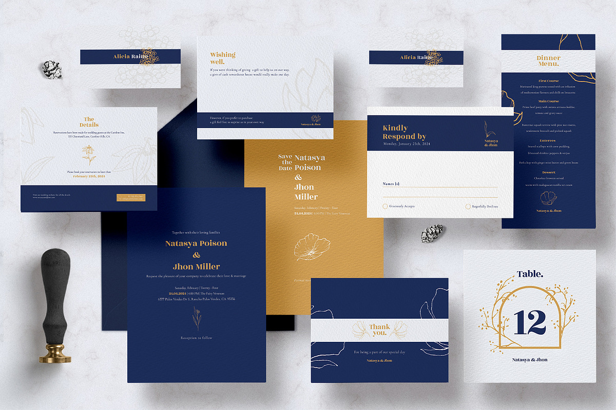 Elegant Navy Wedding Suite, an Invitation Template by Azka Creative (Photo 4 of 4)