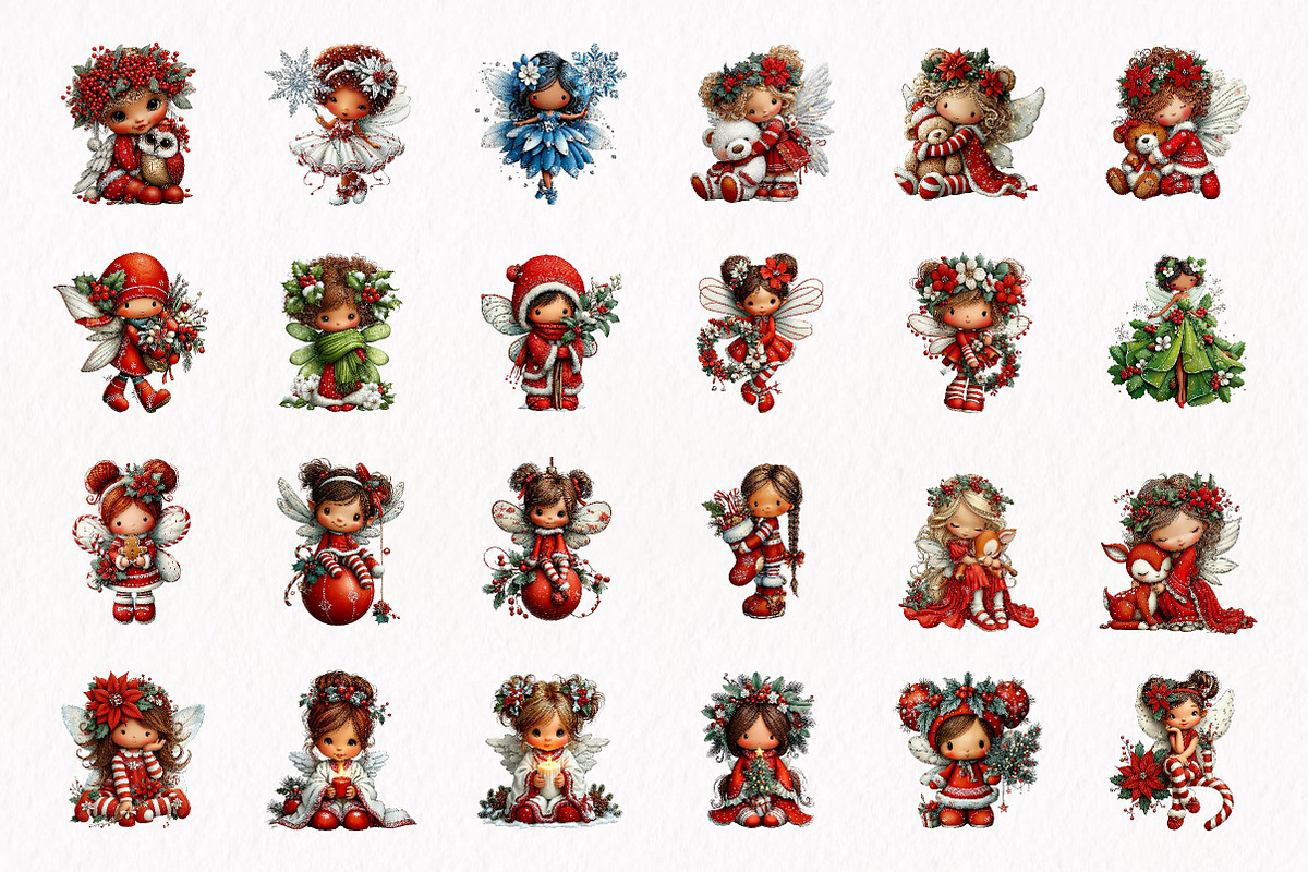 Whimsical Christmas Fairy Clipart, a Seasonal Illustration by fashionaddict (Photo 4 of 7)