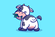 Cute Cow Eating Grass Cartoon, an Animal Illustration by Catalyst Labs (Thumbnail 3 of 3)