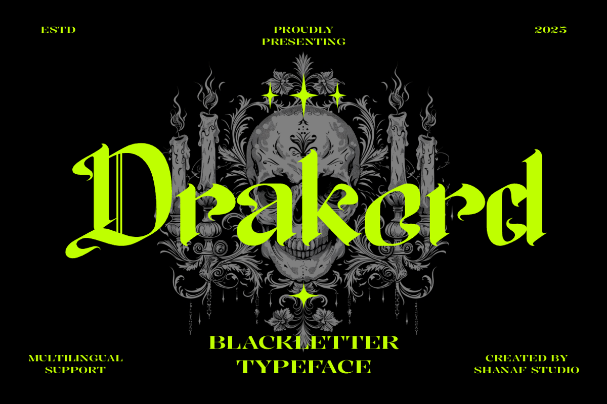 Drakord Blackletter Font, a Font by PutraCetol Studio (Photo 1 of 5)