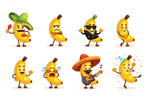 banana characters set. funny cute, a Sport Illustration by Multigon