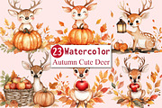 Autumn Cute Deer Sublimation Clipart, an Illustration by CitraGraphics (Thumbnail 1 of 6)