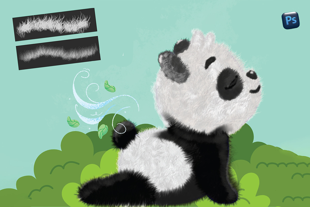 50 photoshop Fur & Texture Brushes, a Brush Add-On by Velo Graphic Studio (Photo 8 of 11)