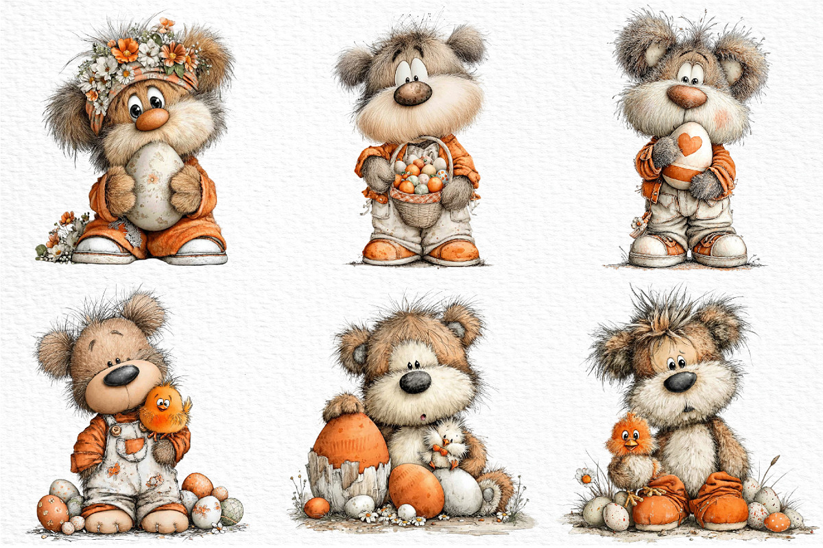 Whimsical Easter Bear Clipart, an Illustration by Craft Nest (Photo 3 of 9)