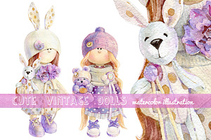 Cute vintage dolls set
