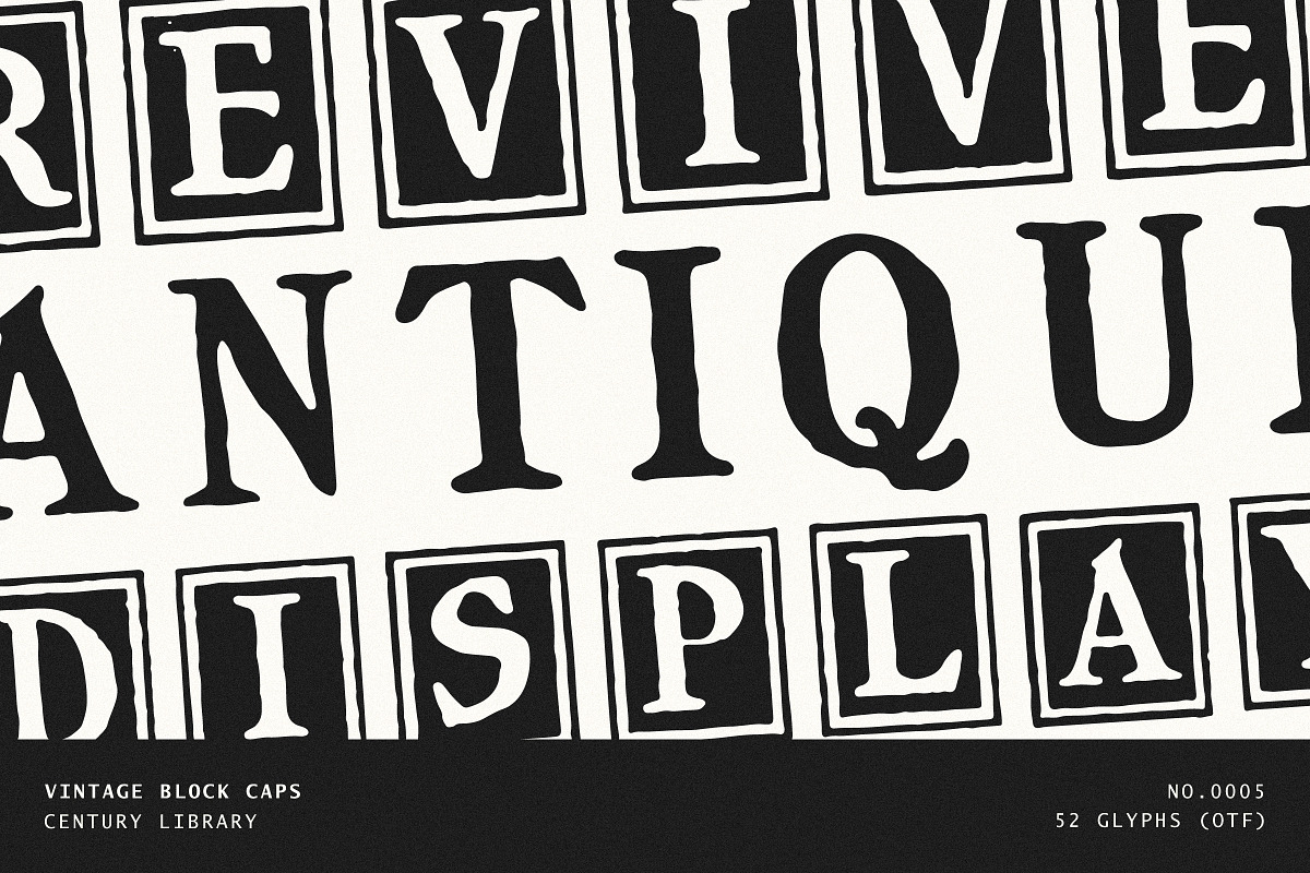 Antique Block Print Font, a Serif Font by Century Library (Photo 1 of 5)