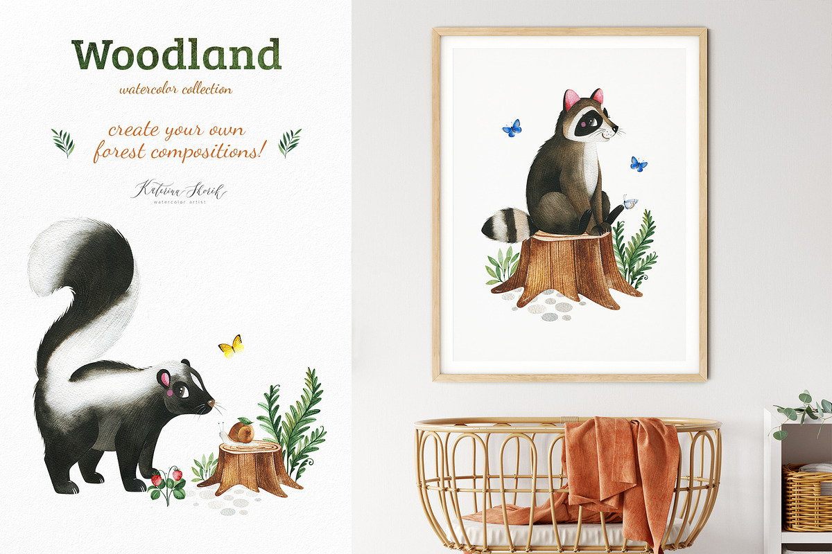 Woodland. Cute forest collection., an Animal Illustration by Kate_Rina (Photo 7 of 15)