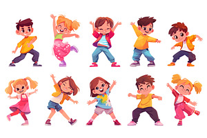 Dancing kids cartoon set. Boy girl, an Object Illustration by Stock-Smart-Start
