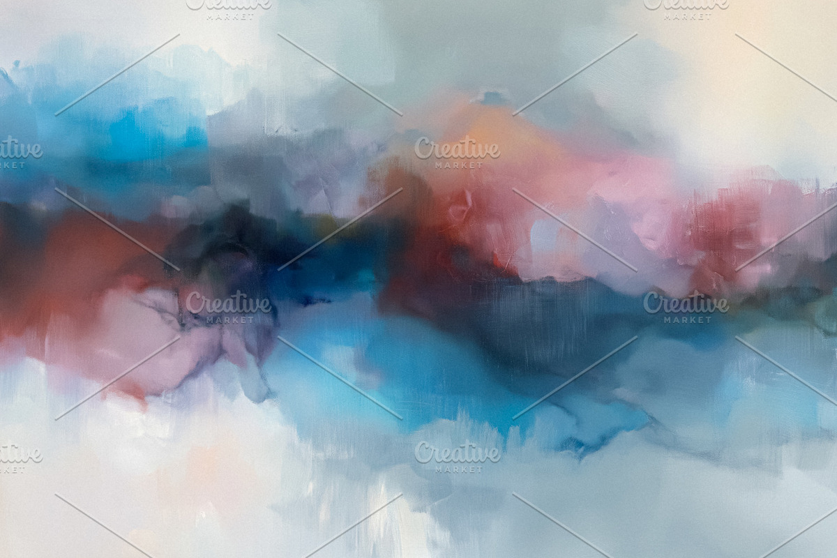 Abstract painting creating a cloudy landscape with expressive br, an Illustration by Studio ANNA