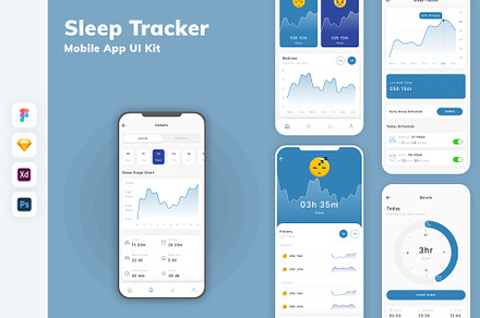 Sleep Tracker Mobile App UI Kit, an UI Kit Template by uicube