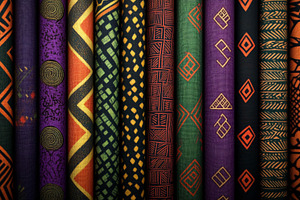 Colorful Patterned Fabrics with Bold Geometric and Tribal Design, an Abstract Photo by Natalia Klenova's Shop