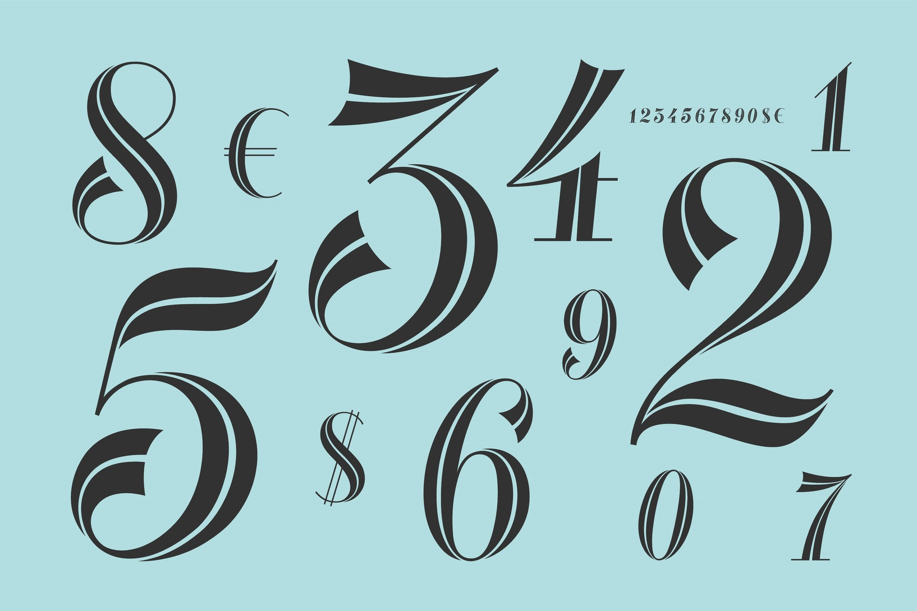 Numbers set, french didot style, a Decorative Illustration by Foxys Graphic