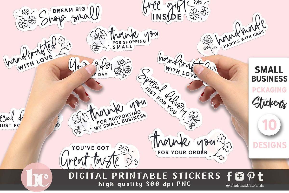 Floral Packaging Sticker Pack PNG, a Work Illustration by TheBlackCatPrints (Photo 3 of 3)