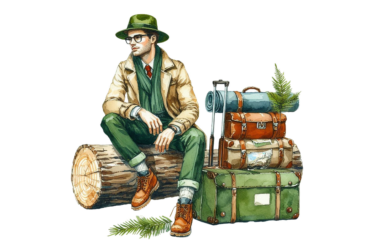 Green Spring Travel Watercolor Clip, an Illustration by Designking (Photo 2 of 4)