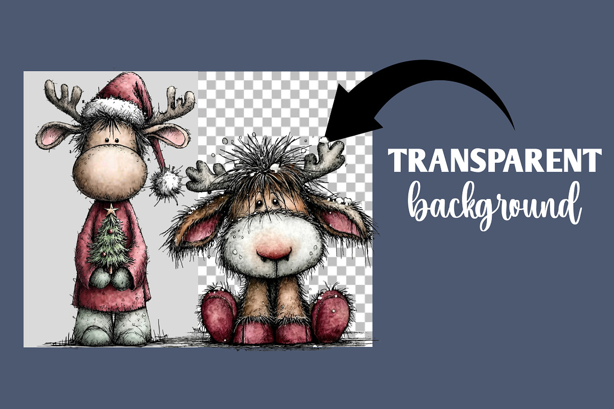Whimsical Christmas reindeer Clipart, an Illustration by Designworld (Photo 2 of 6)