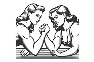 Two Strong Women Arm Wrestling