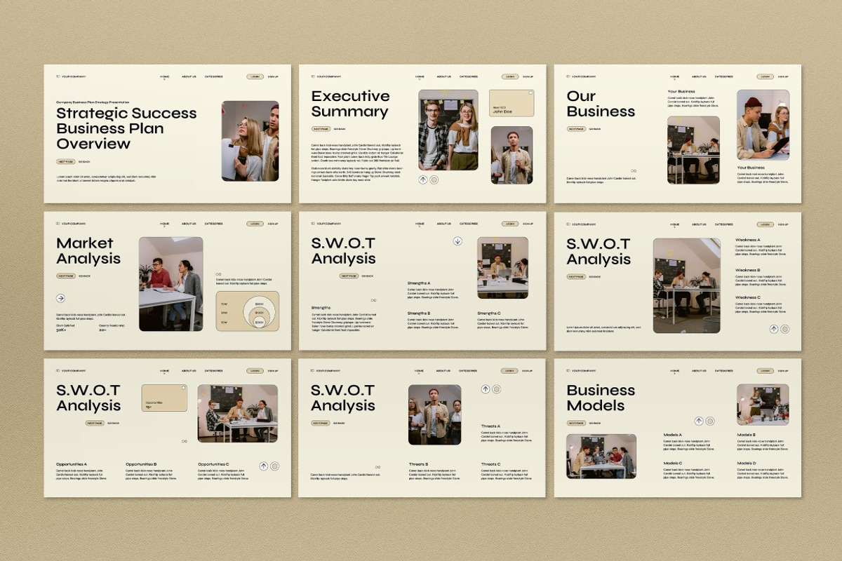 Cream Business Plan Google Slide, a Presentation Template by graphicook (Photo 3 of 10)