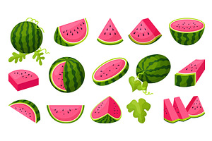 Cartoon watermelon. Slices cut, a Food Illustration by Valerie Bodnar