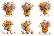Whimsical spring garden grandma clip, an Illustration by SinaCreation (Thumbnail 3 of 11)