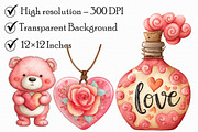 Watercolor Valentine's Day Clipart, an Illustration by Libby Wishes (Thumbnail 3 of 7)