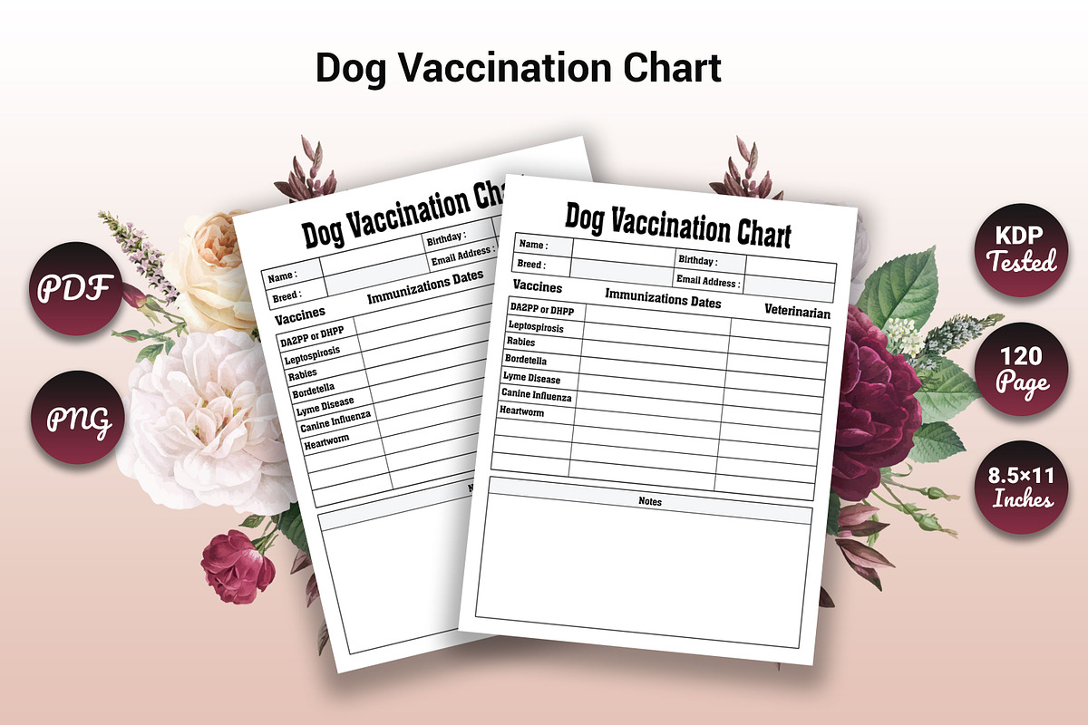 Printable Dog Vaccination Chart KDP, a Graphic by mh_arif (Photo 1 of 2)