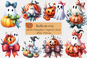 Halloween Ghost Pumpkin Coquette Bow, an Illustration by Creative Art (Thumbnail 1 of 5)