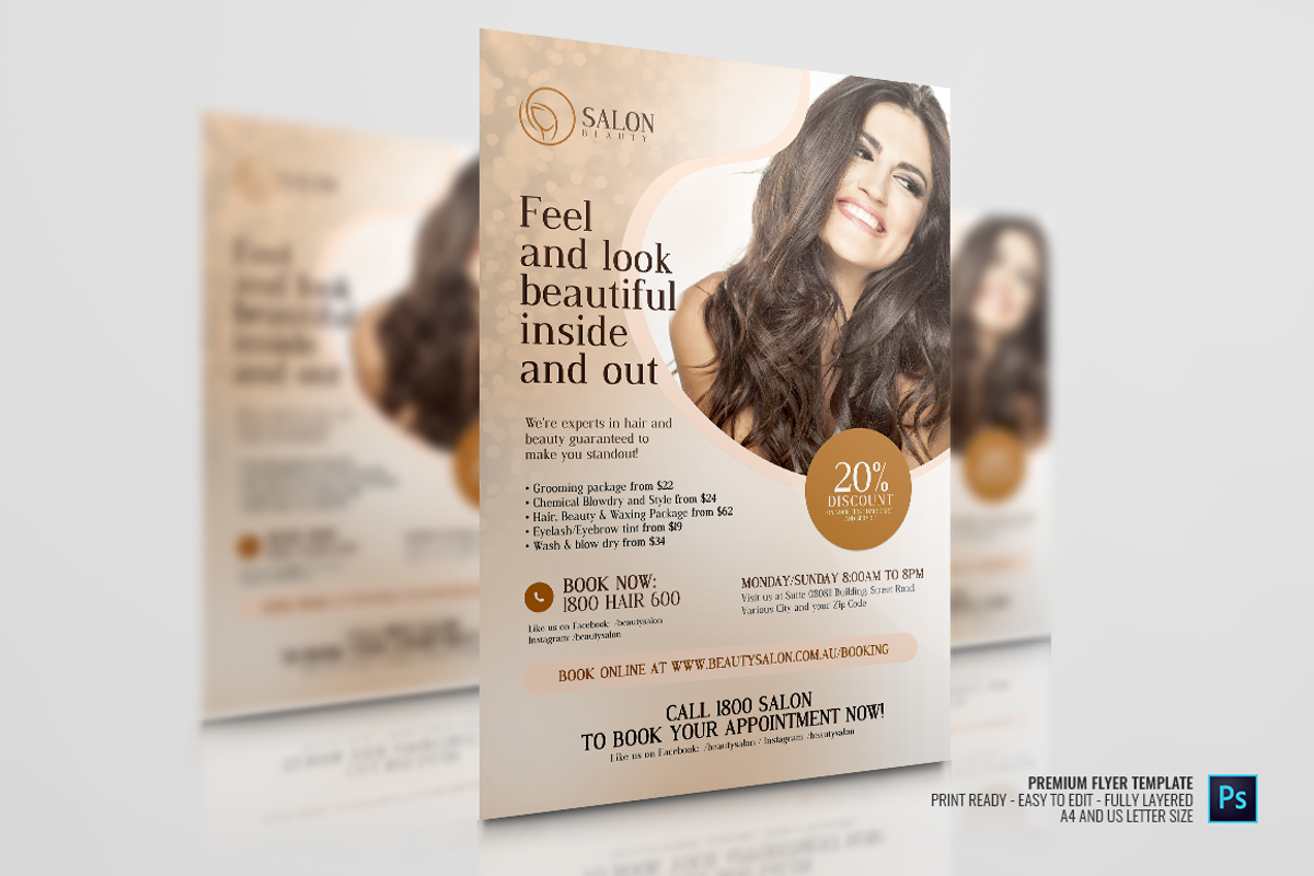 Salon and Parlor Promotional Flyer, a Flyer Template by PSDPixel