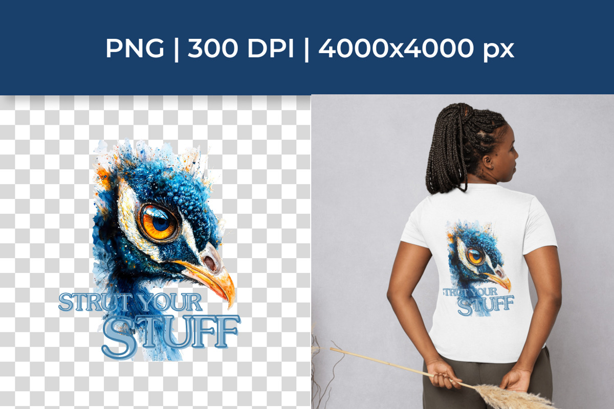 Peacock T-Shirt Sublimation Bundle, an Animal Illustration by InkyQueenArt (Photo 2 of 5)