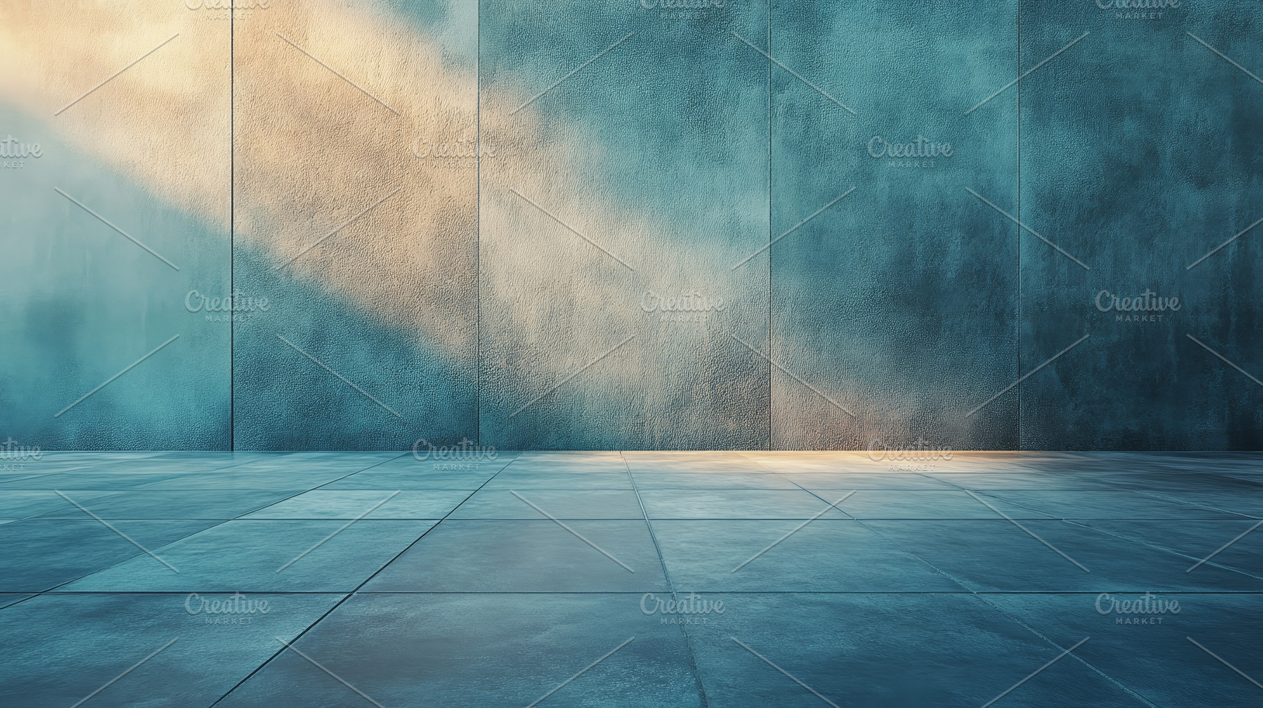 Contemporary Space with Textured Blue Wall and Sunlight, an Abstract Photo by Natalia Klenova's Shop