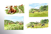 Dairy Farm. Watercolor collection, an Animal Illustration by Daria Ustiugova (Thumbnail 7 of 11)