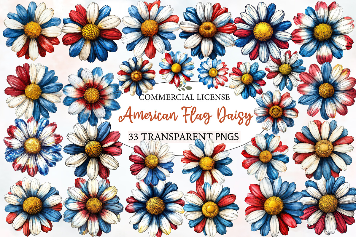 American Flag Daisy Flower 4th of, an Illustration by Designworld (Photo 1 of 9)
