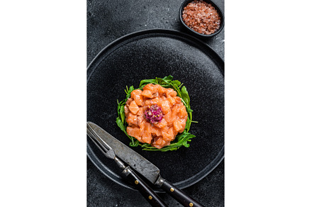 Raw Salmon tartare or tartar with