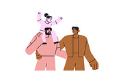 Happy families hugging with kids set, a Person Illustration by PaperTrident (Thumbnail 8 of 10)