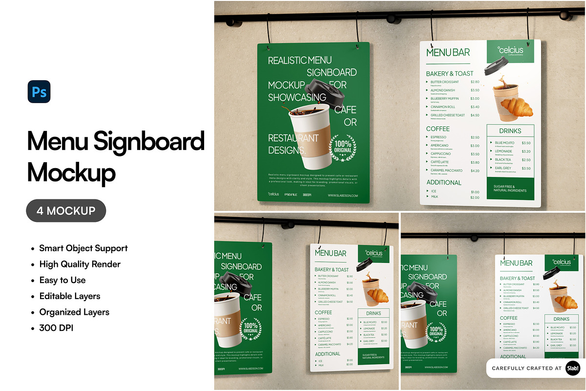 Menu Signboard Mockup, an Advertising Mockup by SLAB! Design