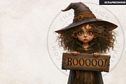 Halloween Little witches Cliparts, a Seasonal Illustration by ThatsDesignArt (Thumbnail 9 of 17)