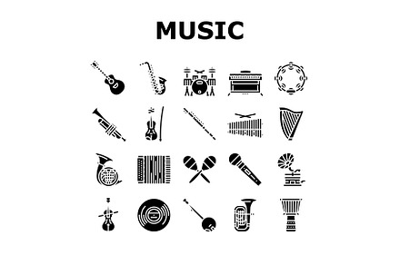 Music Instruments Performance Icons, an Industrial Photo by pikepicture