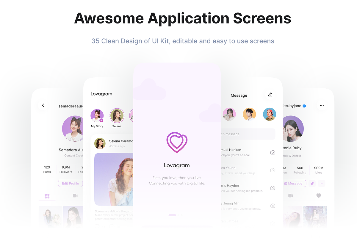 Lovagram - Social Media App UI Kit, an UI Kit Template by Korsa Agency (Photo 3 of 6)