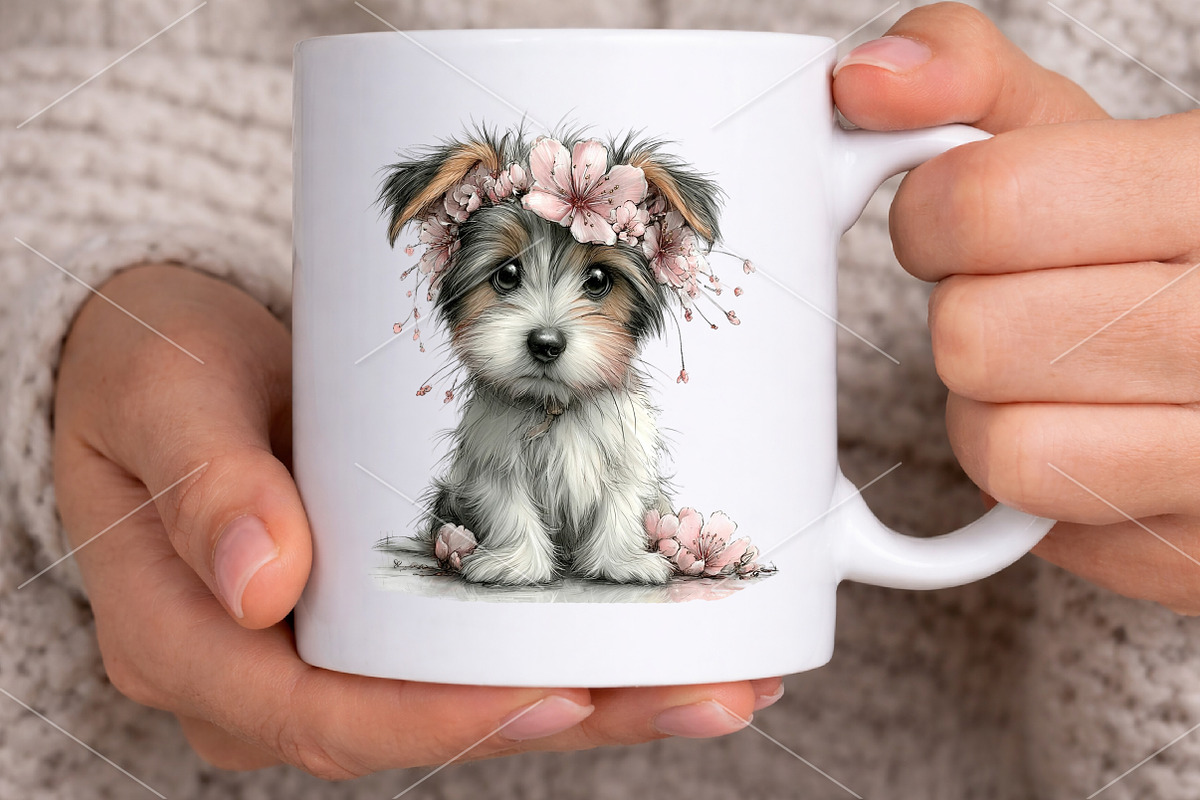 Watercolor Dog And Butterfly Clipart, a Seasonal Illustration by Canvas Craft (Photo 6 of 7)