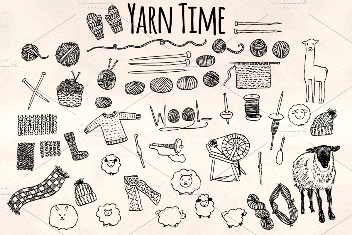50+ Knitting and Yarn Craft Graphics, an Education Illustration by Violet LeBeaux (Photo 1 of 4)