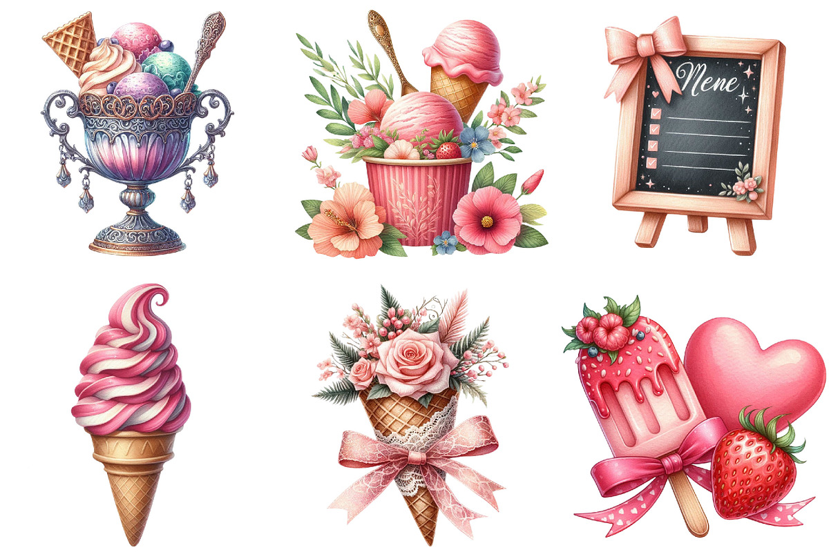 Coquette Ice Cream Shop Clipart, an Illustration by Pixels.Craft (Photo 8 of 9)