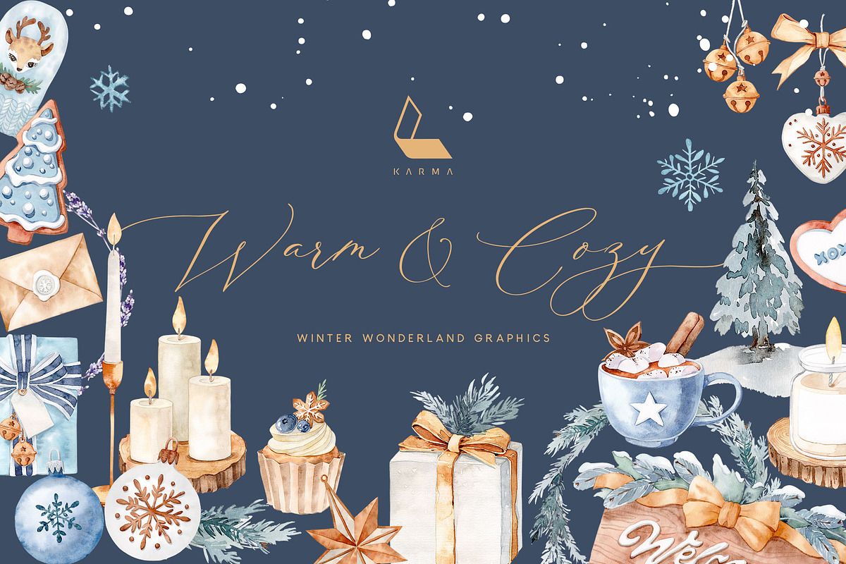 Warm & Cozy Christmas Clipart, an Illustration by Karma (Photo 2 of 20)