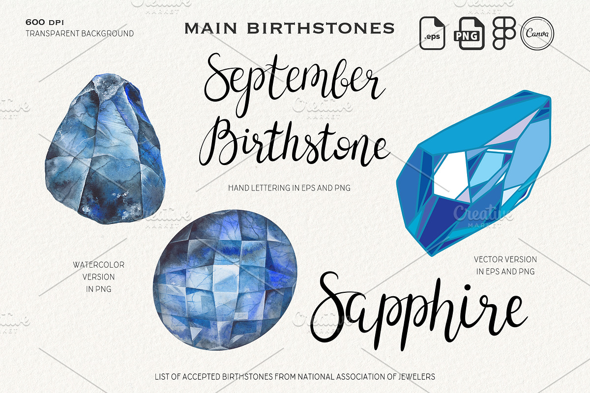 Watercolor Birthstones Crystal Set, an Illustration by Alena Solonshchikova (Photo 12 of 17)
