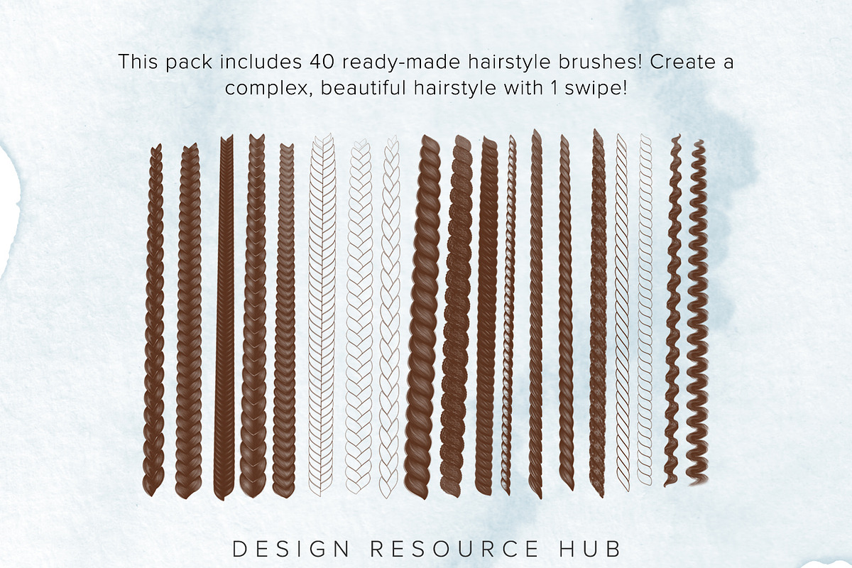 Procreate Hair Brush Set, a Brush Add-On by Design Resource Hub (Photo 5 of 8)