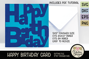 Lettered Happy Birthday Card SVG