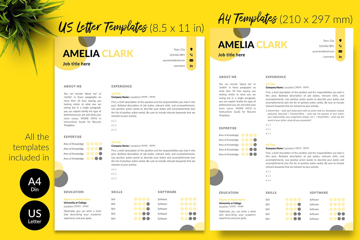 Creative Resume / CV Bundle - Amelia, a Resume Template by Templates Design Co. (Photo 8 of 17)