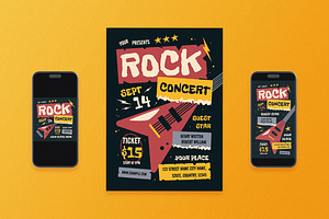 Grunge Rock Music Concert Flyer Set, a Flyer Template by Aiyari Graphic