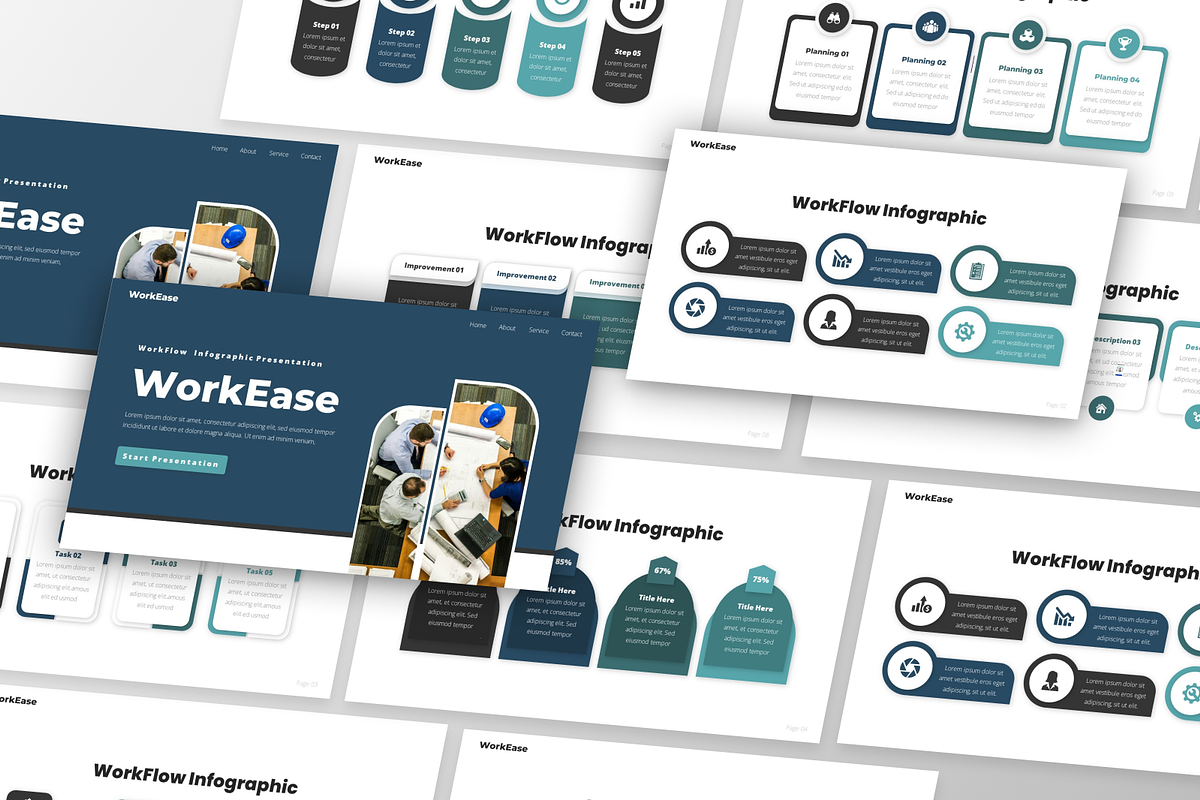 WorkEase - WorkFlow Infographic, a Presentation Template by GraphauseProject (Photo 3 of 6)