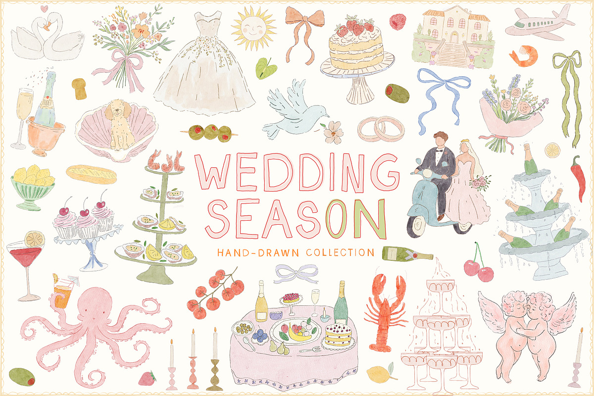 Whimsy Hand-drawn Watercolor Wedding, an Object Illustration by Ayya Studio (Photo 1 of 12)